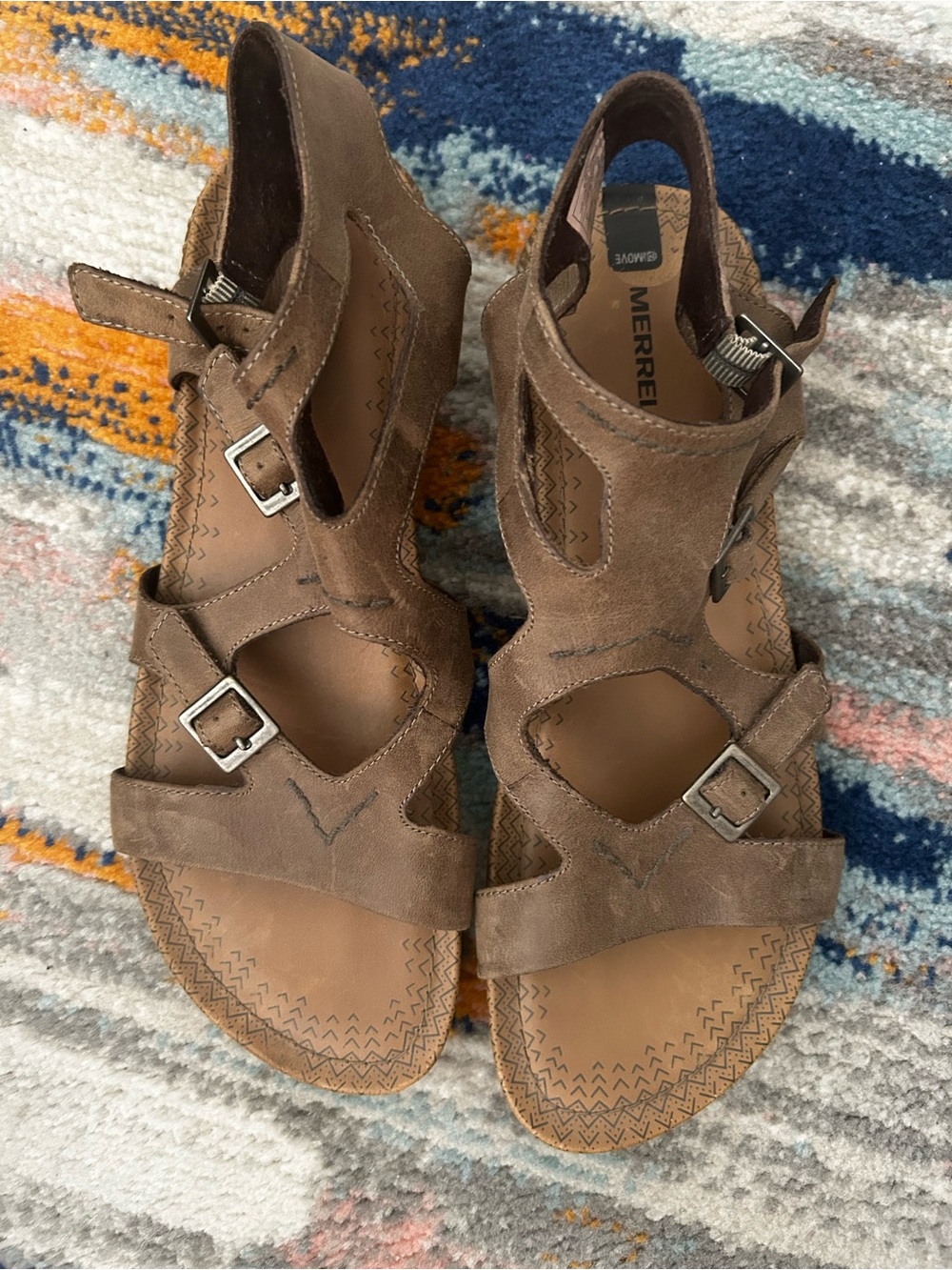 Merrell Taupe Suede Multi-Buckle Sandals